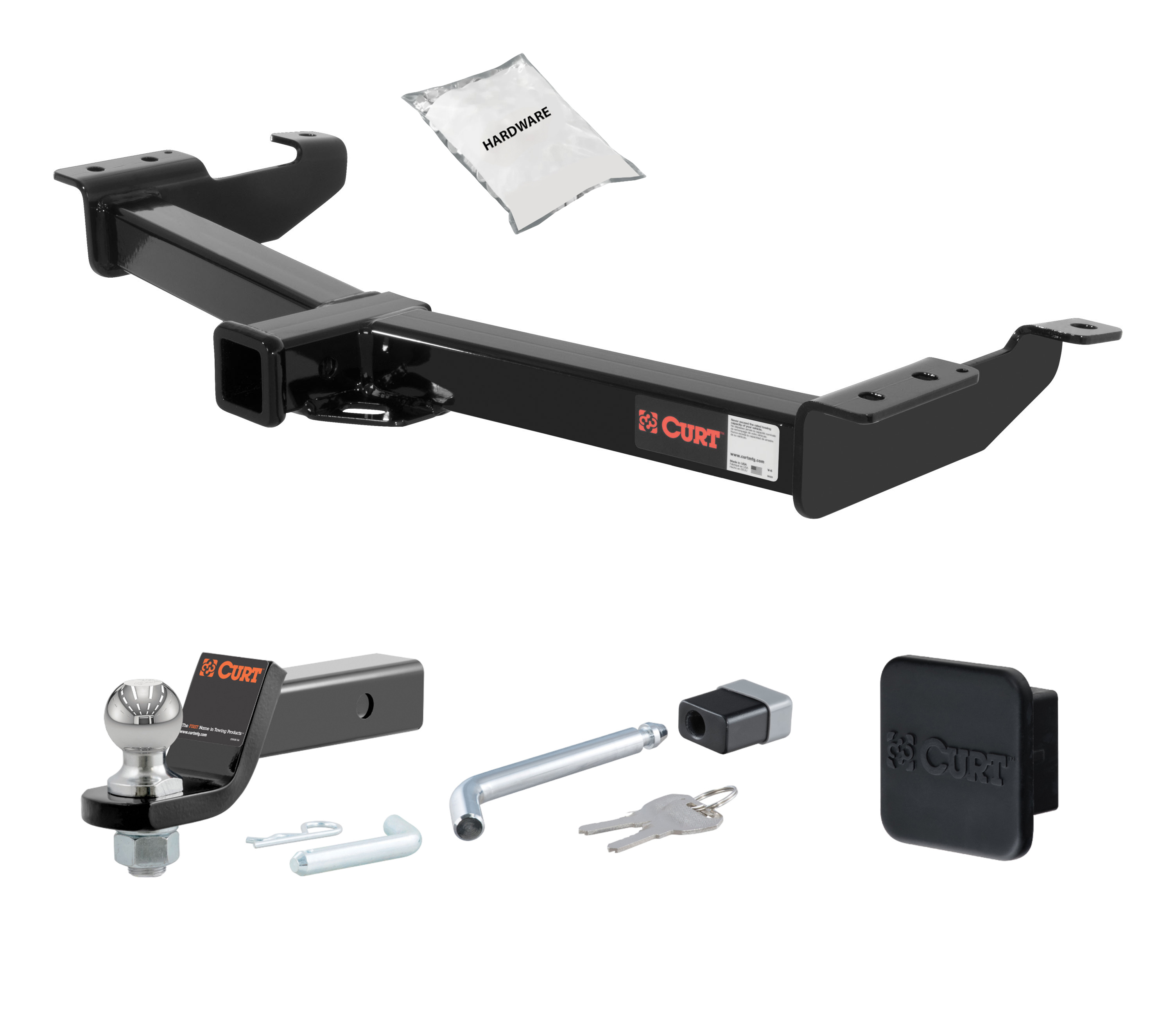 00 - 14 Ford E-250 2in. CURT Trailer Hitch + Ball Mount + Cover + Lock Kit HWA803 thumbnail 0