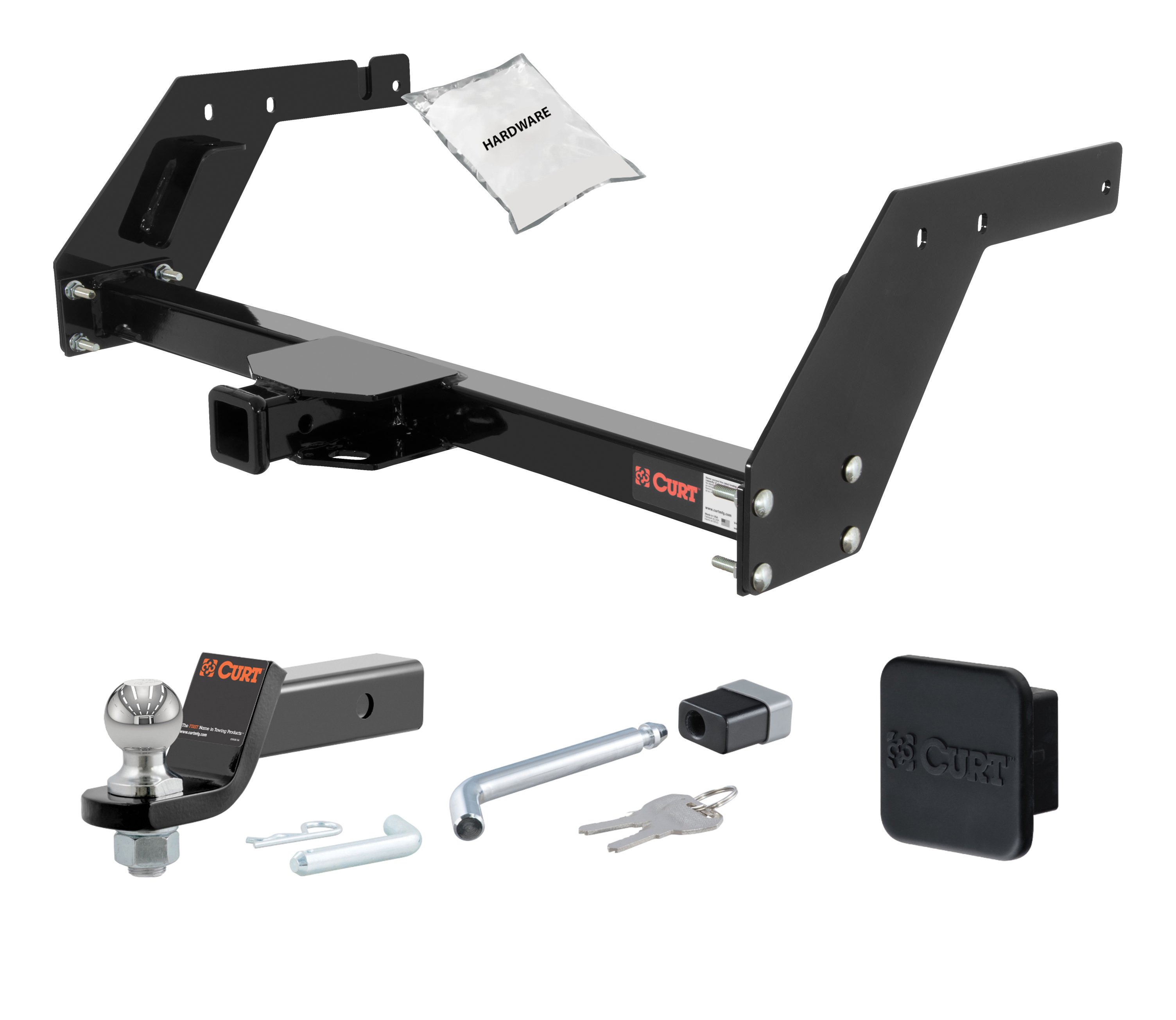 84 - 95 Toyota Pickup 2in. CURT Trailer Hitch + Ball Mount + Cover + Lock Kit HWA2411 thumbnail 0