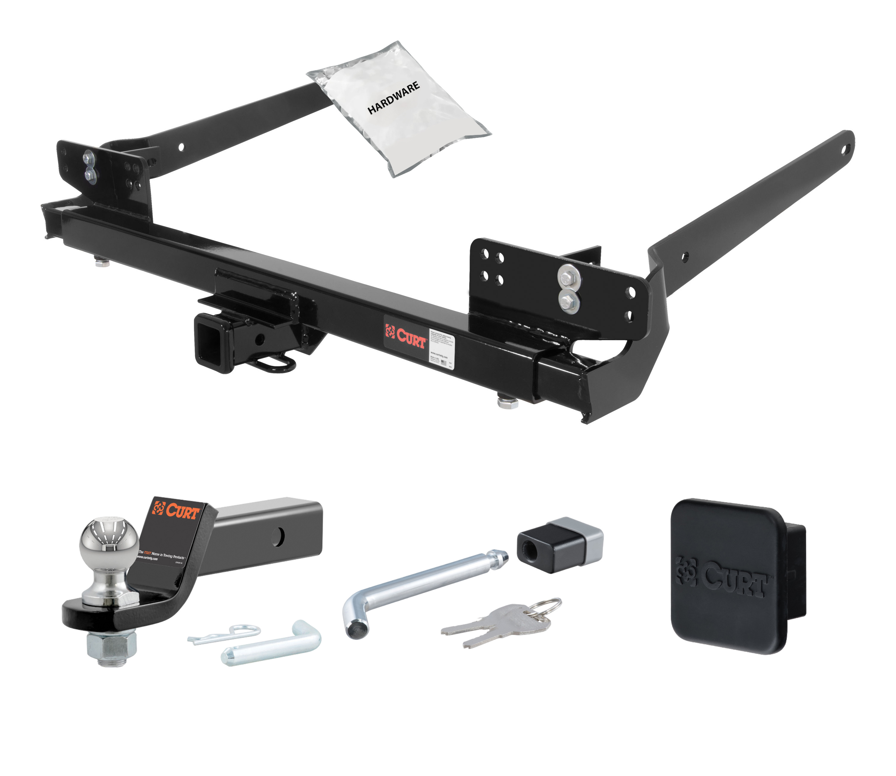 78 - 83 JEEP CJ7 2in. CURT Trailer Hitch + Ball Mount + Cover + Lock Kit HWA1537 thumbnail 0