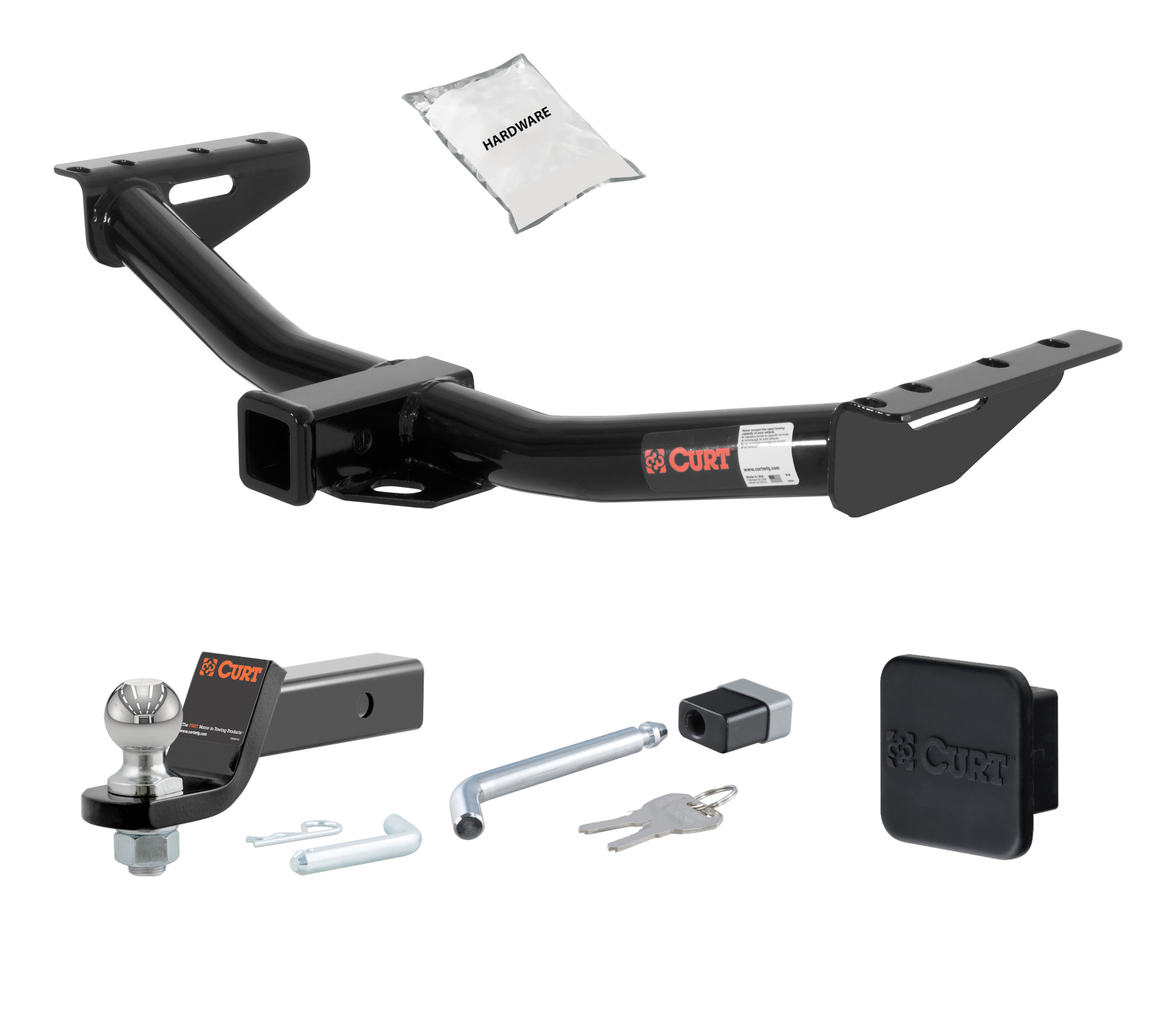 84 - 01 JEEP Cherokee 2in. CURT Trailer Hitch + Ball Mount + Cover + Lock Kit HWA1535 thumbnail 0