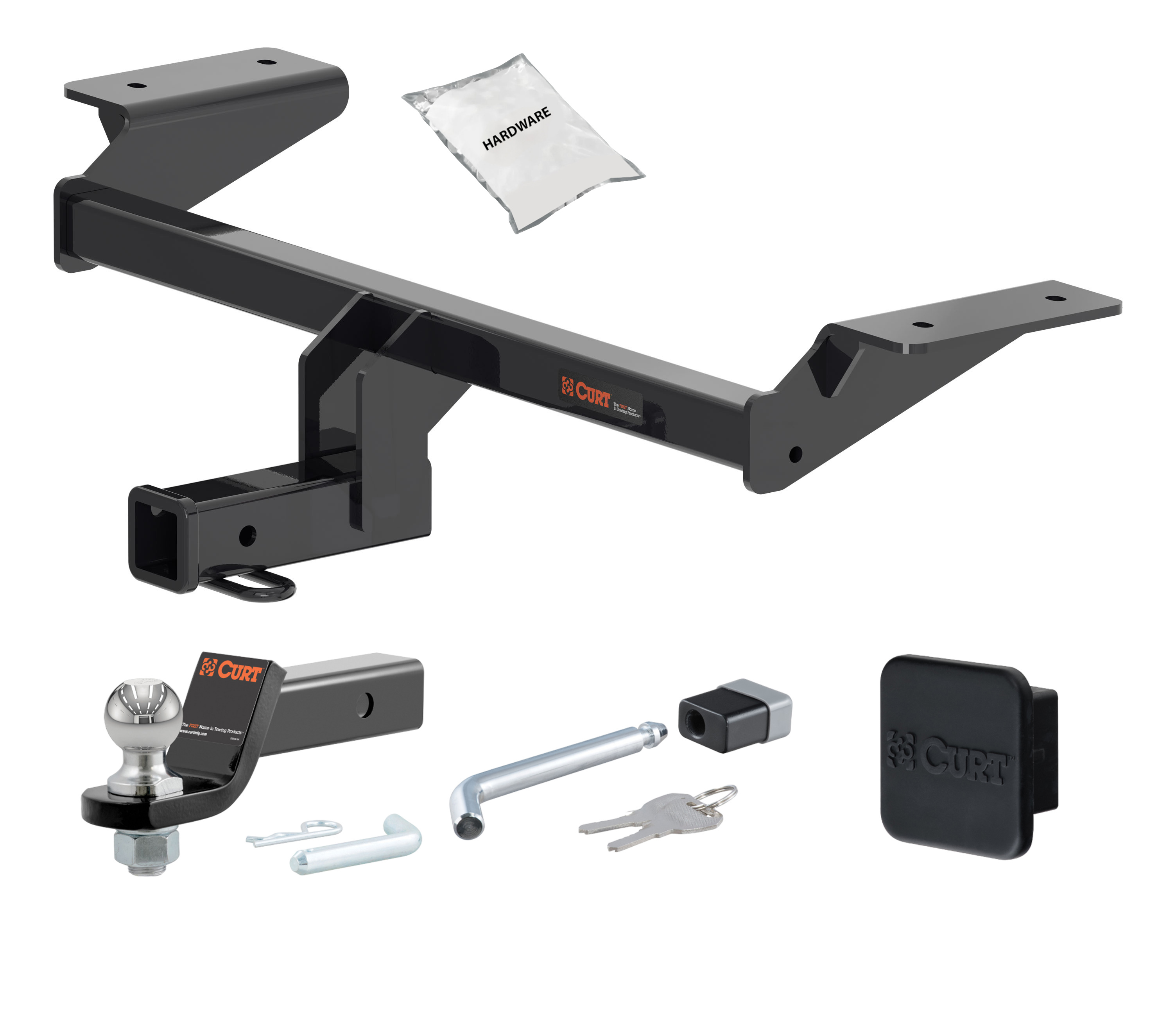 21 - 24 Ford Mustang Mach-E 2in. CURT Trailer Hitch + Ball Mount + Cover + Lock Kit HWA972 thumbnail 0
