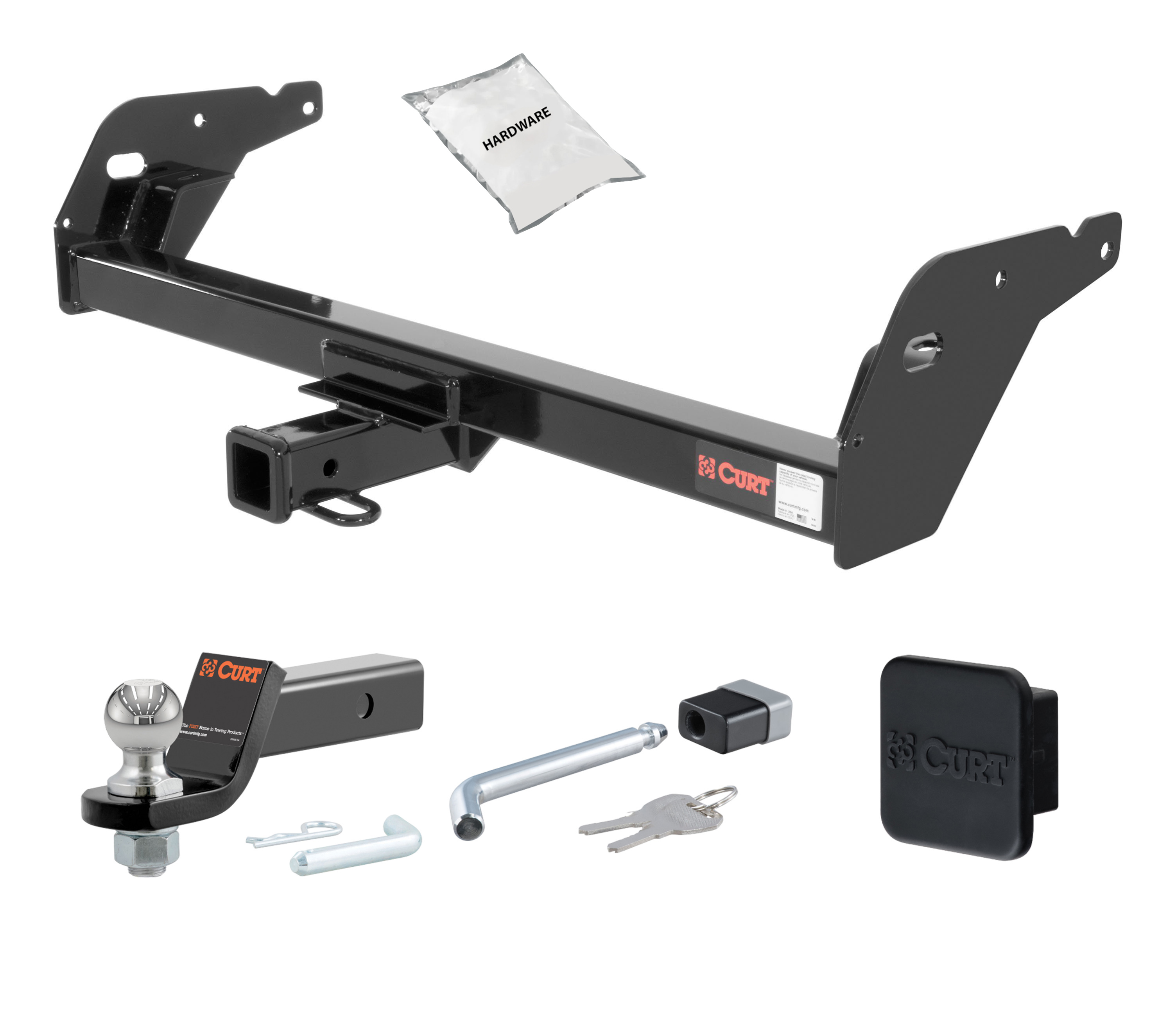 95 - 04 Toyota Tacoma 2in. CURT Trailer Hitch + Ball Mount + Cover + Lock Kit HWA2448 thumbnail 0