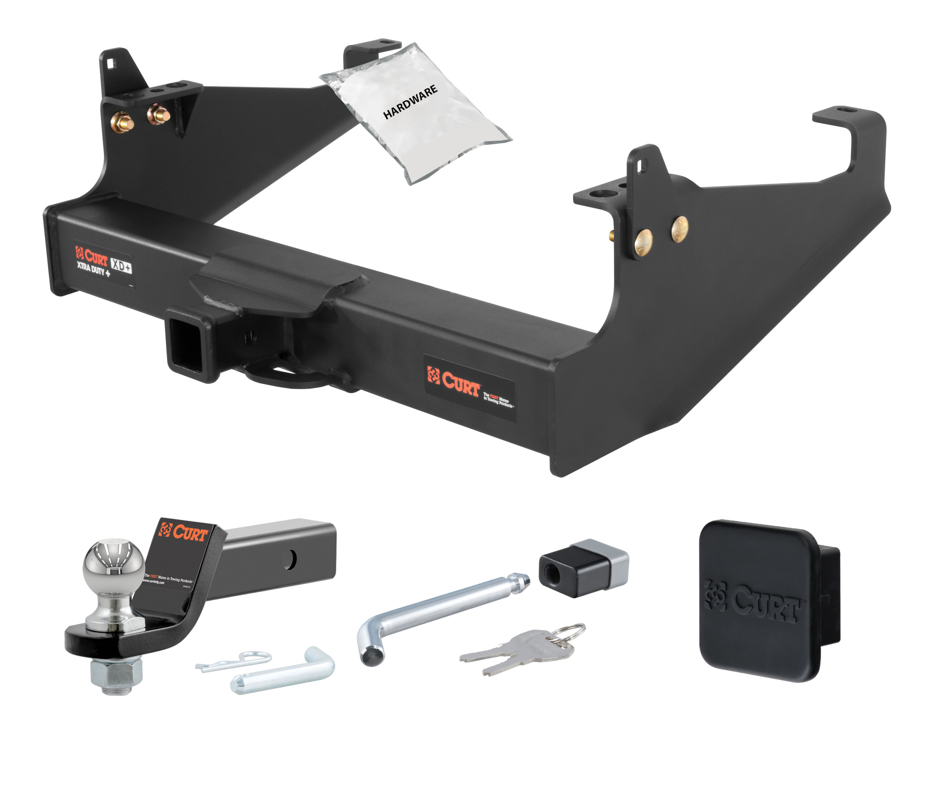 99 - 24 Ford F-550 Super Duty Cab & chassis with 34" frame width (O.D.) 2in. CURT Trailer Hitch + Ball Mount + Cover + Lock Kit HWA922 thumbnail 0