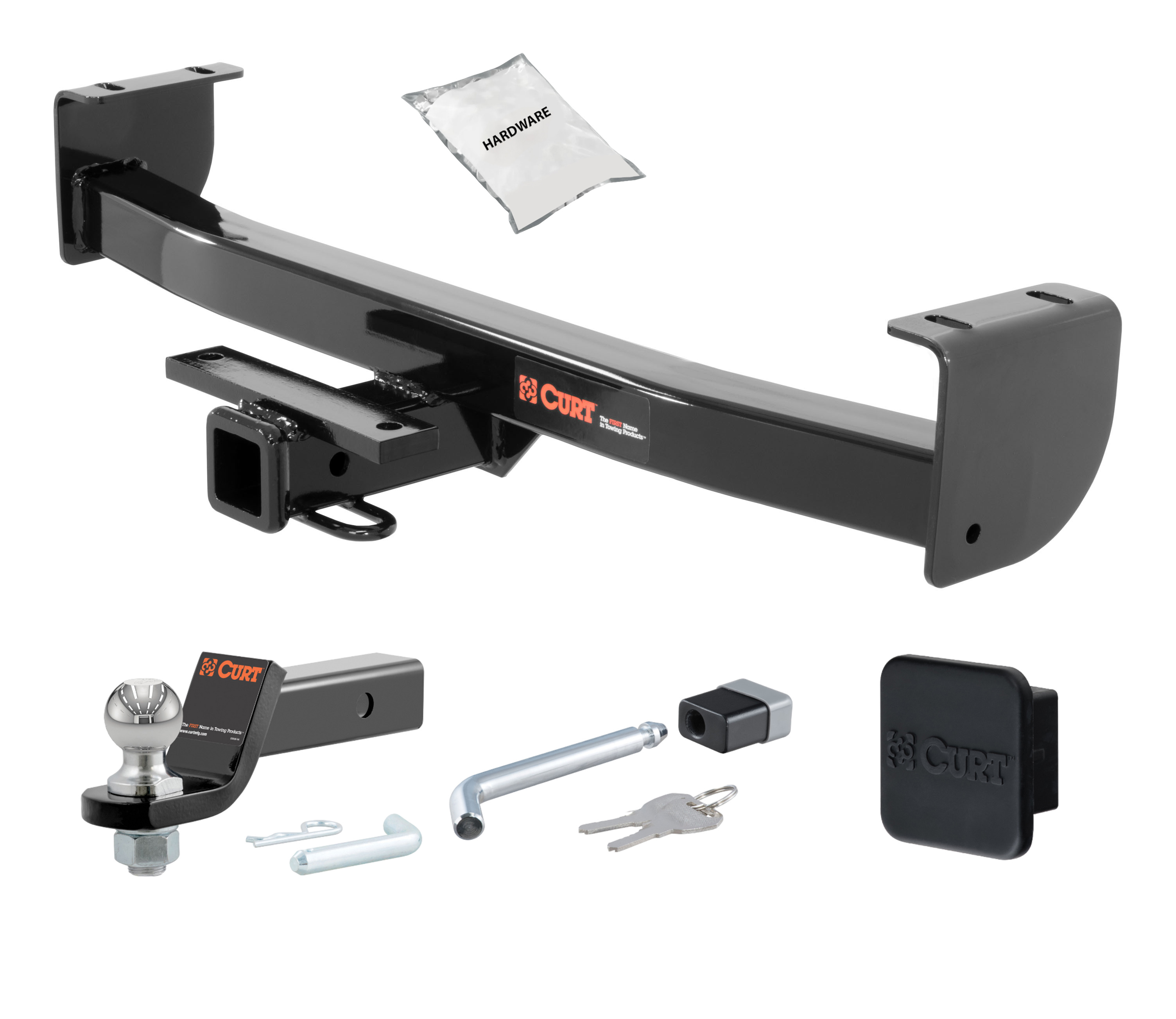 16 - 23 Toyota Tacoma Excluding factory receiver 2in. CURT Trailer Hitch + Ball Mount + Cover + Lock Kit HWA2446 thumbnail 0