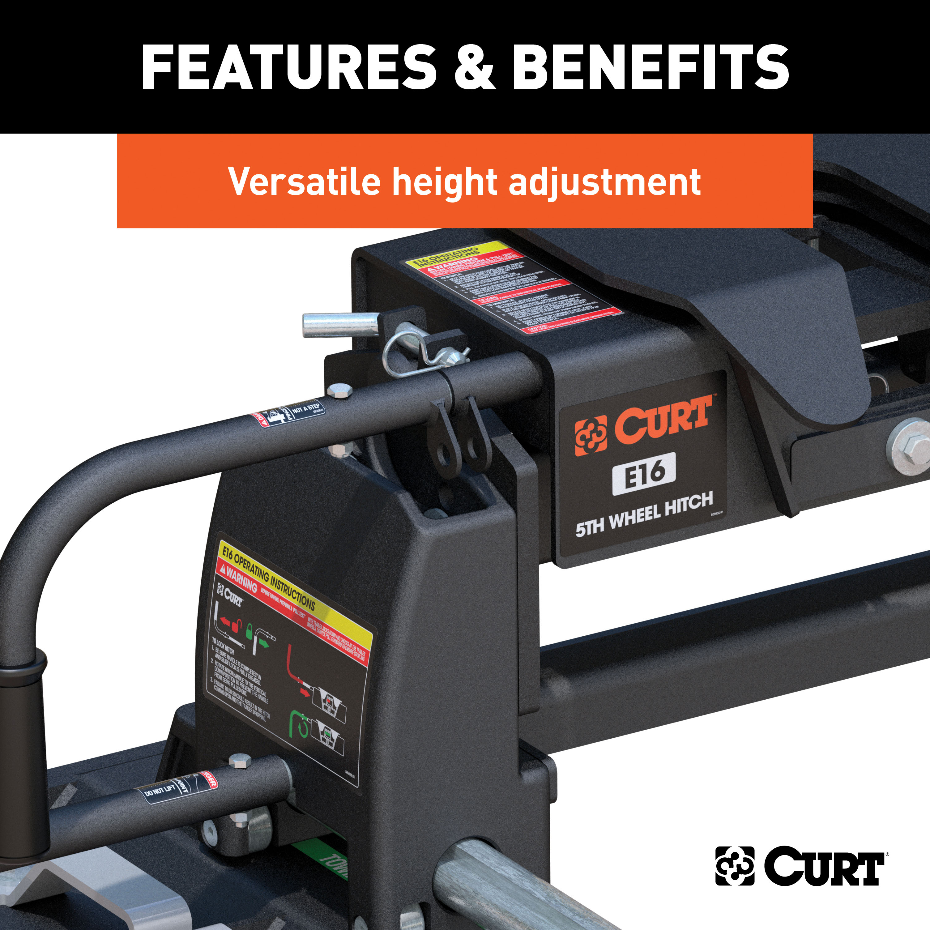 CURT 16K, E16 5th Wheel Slider Hitch, 16,000 lbs, Select Ford F-250, F-350, F-450, 6.75-Foot Bed Puck System 16674 thumbnail 5