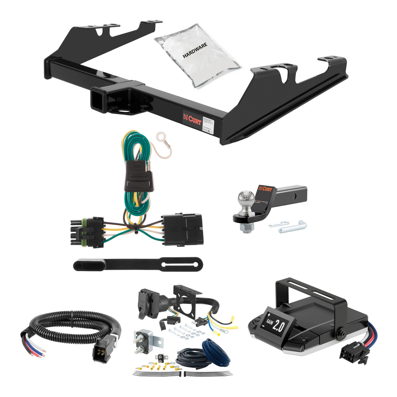75-87 GMC C15 Excluding 10" step bumper 2 CURT Trailer Hitch + Assure Proportional Brake Controller Kit HBCW1028 thumbnail 0