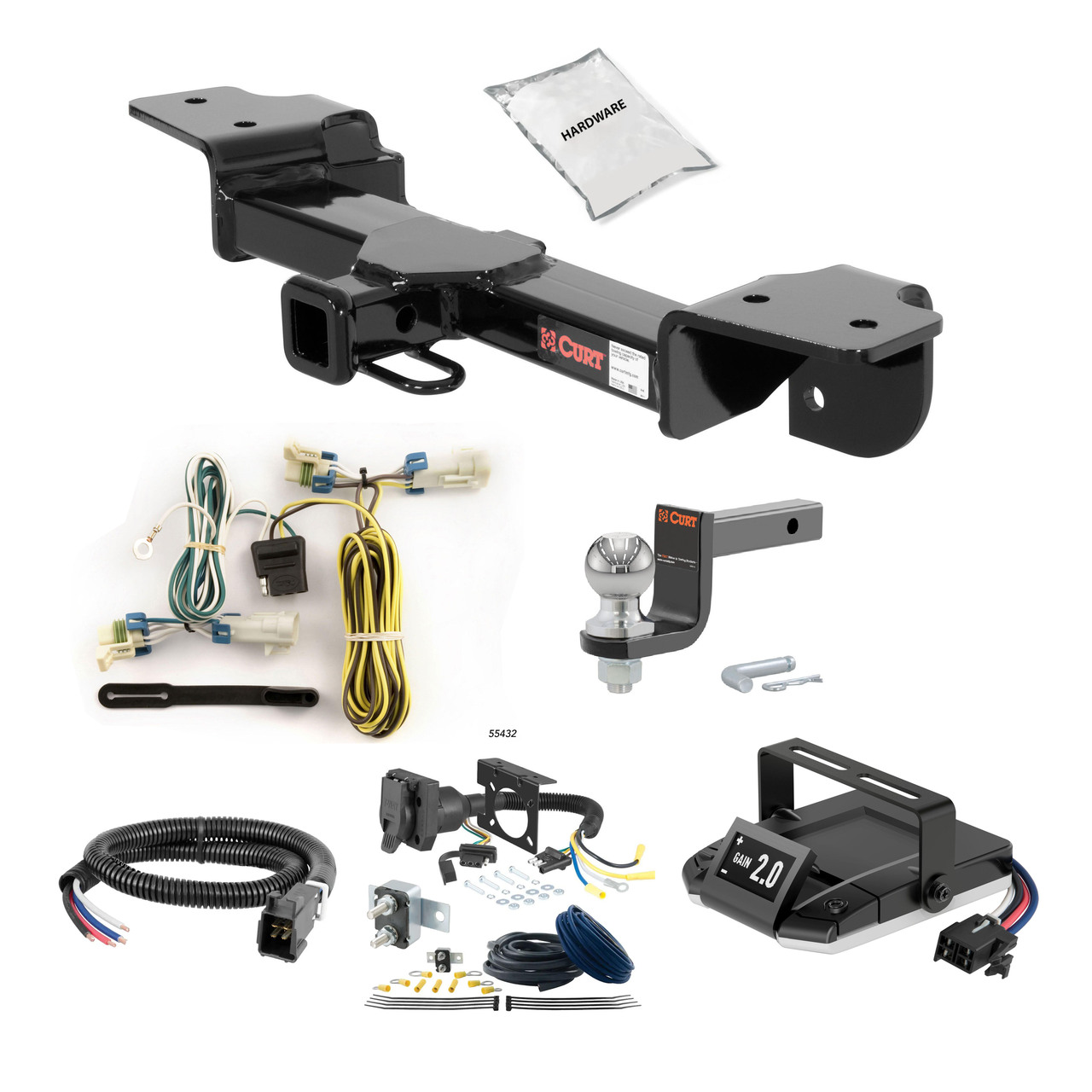 83-86 Pontiac Parisienne Sedan 1.25 CURT Trailer Hitch + Assure Proportional Brake Controller Kit HBCW2132 thumbnail 0