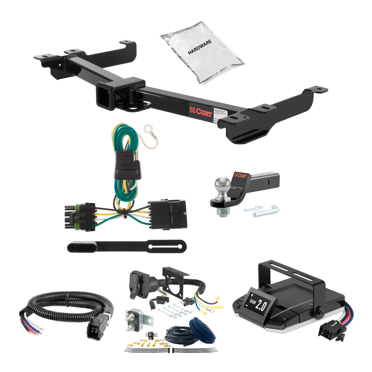 88-99 GMC C1500 With dual exhaust 2 CURT Trailer Hitch + Assure Proportional Brake Controller Kit HBCW1032 thumbnail 0