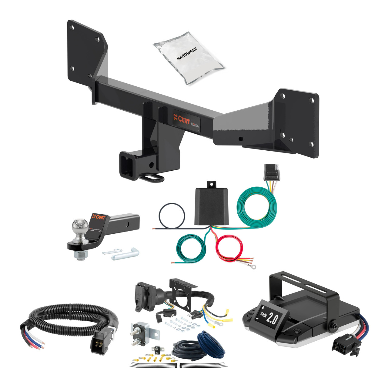 23-24 Audi Q4 e-tron Sportback Without factory receiver 2 CURT Trailer Hitch + Assure Proportional Brake Controller Kit HBCW65 thumbnail 0