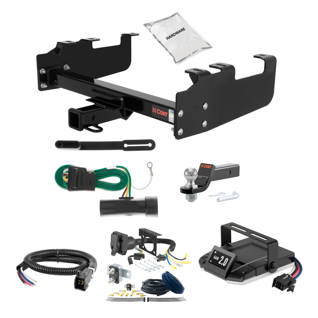88-00 GMC C3500 With dual exhaust 2 CURT Trailer Hitch + Assure Proportional Brake Controller Kit HBCW1060 thumbnail 0