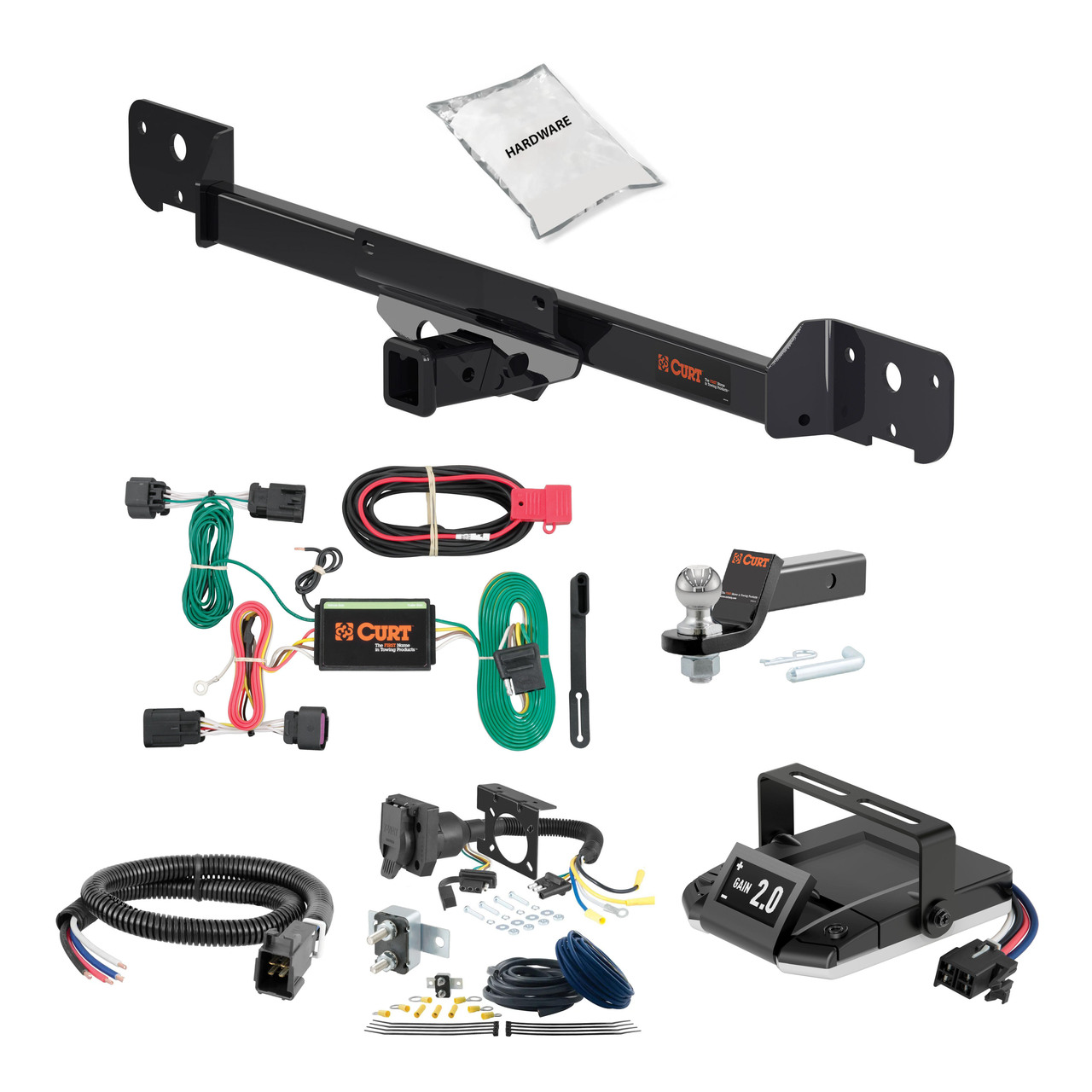 22-24 RAM ProMaster 1500 Excluding remote proximity keyless entry 2 CURT Trailer Hitch + Assure Proportional Brake Controller Kit HBCW2155 thumbnail 0