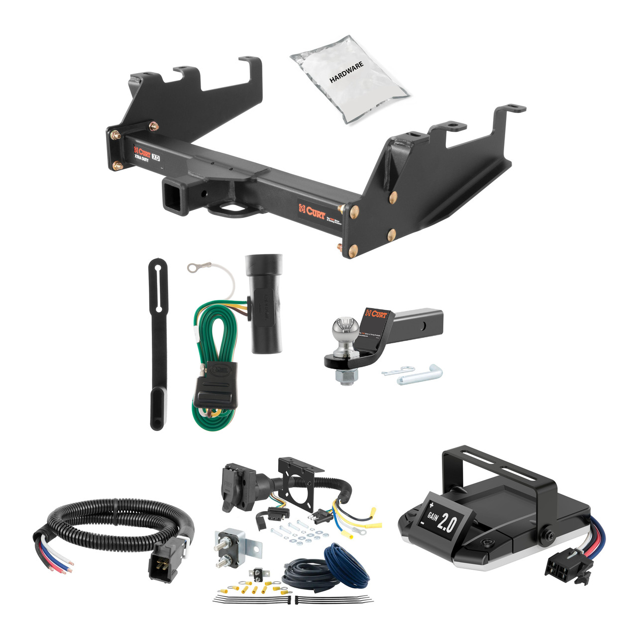 88-00 GMC K3500 Excluding with dual exhaust, 4-door crew cab, 10" step bumper or cab & chassis 2 CURT Trailer Hitch + Assure Proportional Brake Controller Kit HBCW1113 thumbnail 0