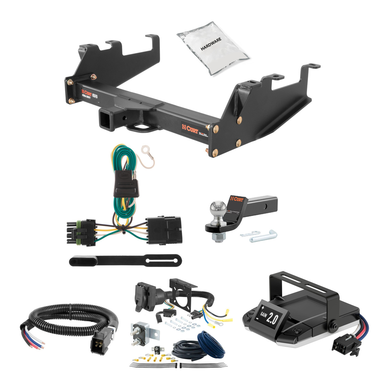 88-99 GMC K1500 Excluding dual exhaust or 10" step bumper or 2 CURT Trailer Hitch + Assure Proportional Brake Controller Kit HBCW1085 thumbnail 0