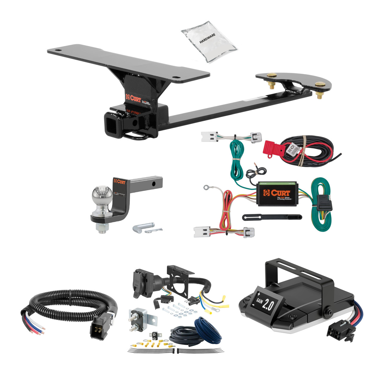 13-22 Nissan Sentra Sedan, excluding SR, SR Turbo and Nismo 1.25 CURT Trailer Hitch + Assure Proportional Brake Controller Kit HBCW2071 thumbnail 0