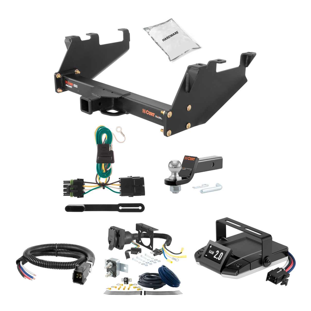 88-00 Chevrolet C2500 With 10" step bumper 2 CURT Trailer Hitch + Assure Proportional Brake Controller Kit HBCW288 thumbnail 0