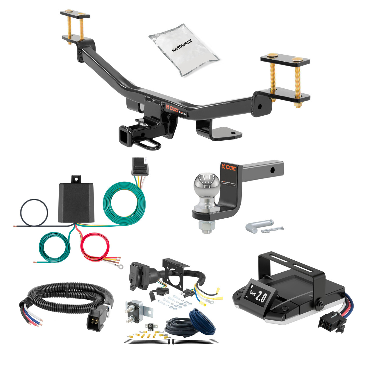 17-24 Audi A4 Quattro Sedan, excluding S Line 1.25 CURT Trailer Hitch + Assure Proportional Brake Controller Kit HBCW40 thumbnail 0