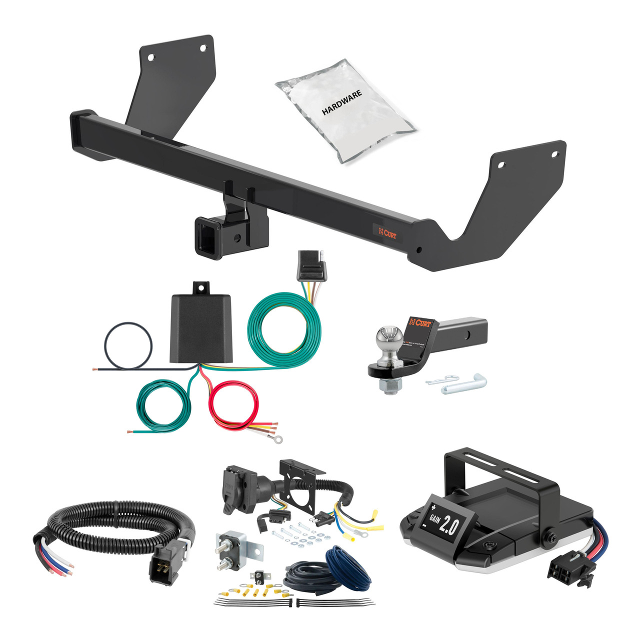 87-89 Subaru RX FLAT CURT Trailer Hitch + Assure Proportional Brake Controller Kit HBCW2317 thumbnail 0