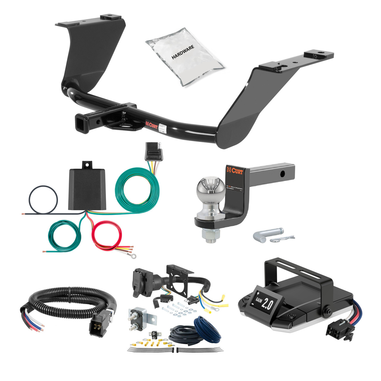 02-08 Audi A4 Quattro Sedan 1.25 CURT Trailer Hitch + Assure Proportional Brake Controller Kit HBCW42 thumbnail 0