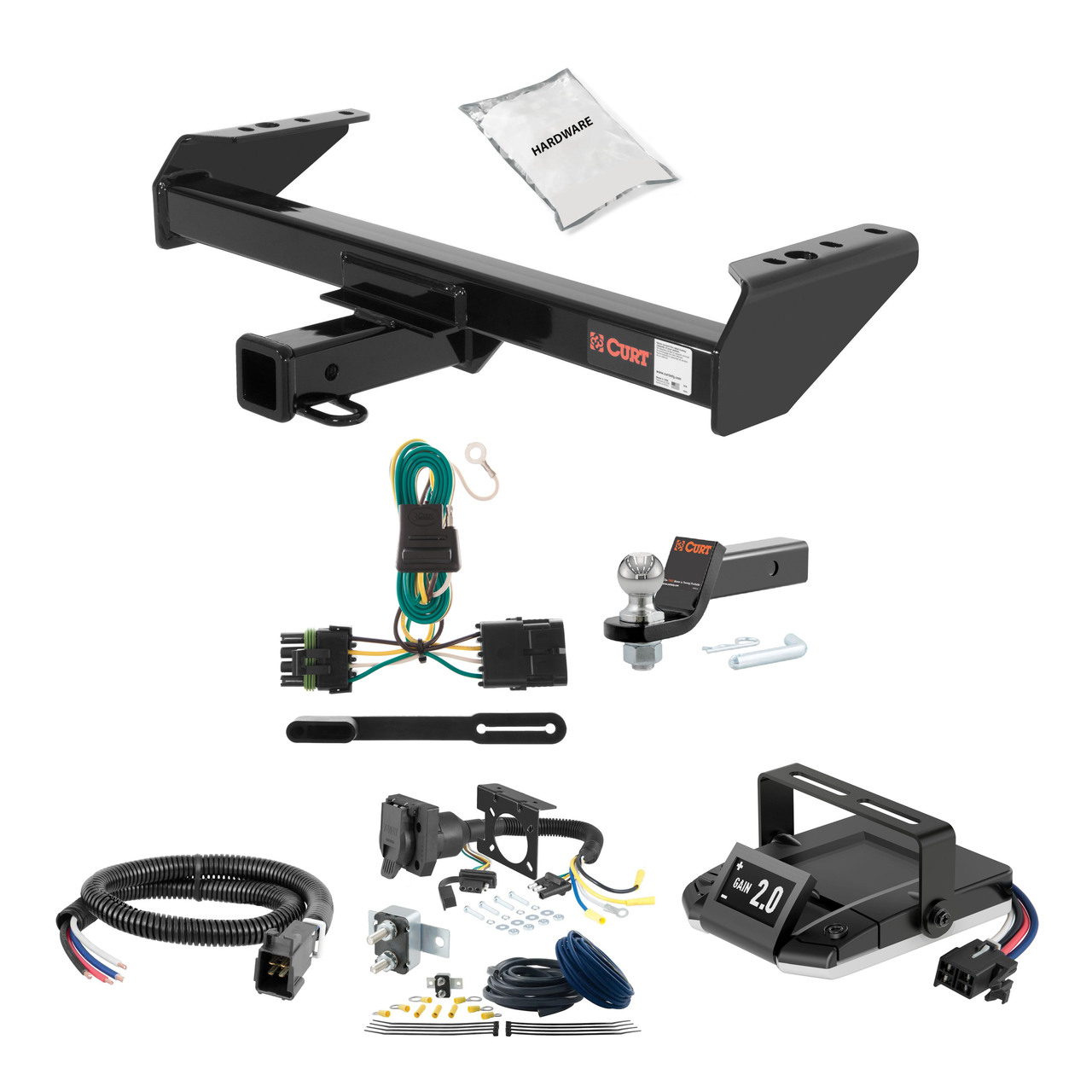 88-00 Chevrolet C2500 Cab & chassis 2 CURT Trailer Hitch + Assure Proportional Brake Controller Kit HBCW290 thumbnail 0
