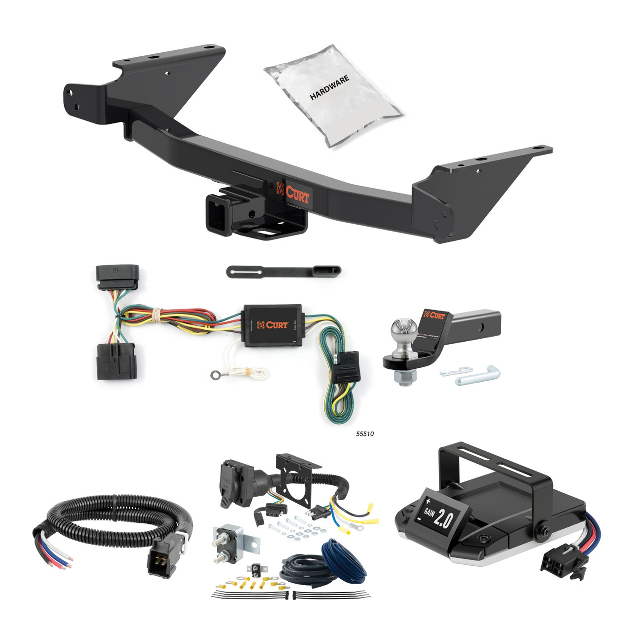 05-10 Chevrolet Cobalt Sedan, SS only 1.25 CURT Trailer Hitch + Assure Proportional Brake Controller Kit HBCW323 thumbnail 0