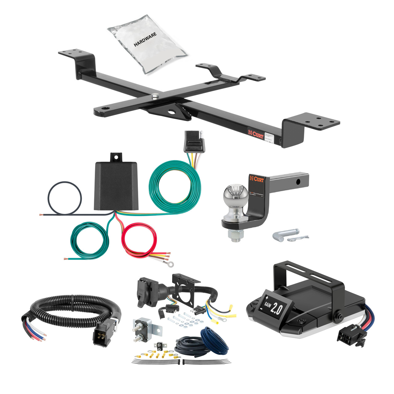 87-89 Subaru GL-10 Sedan FLAT CURT Trailer Hitch + Assure Proportional Brake Controller Kit HBCW2274 thumbnail 0