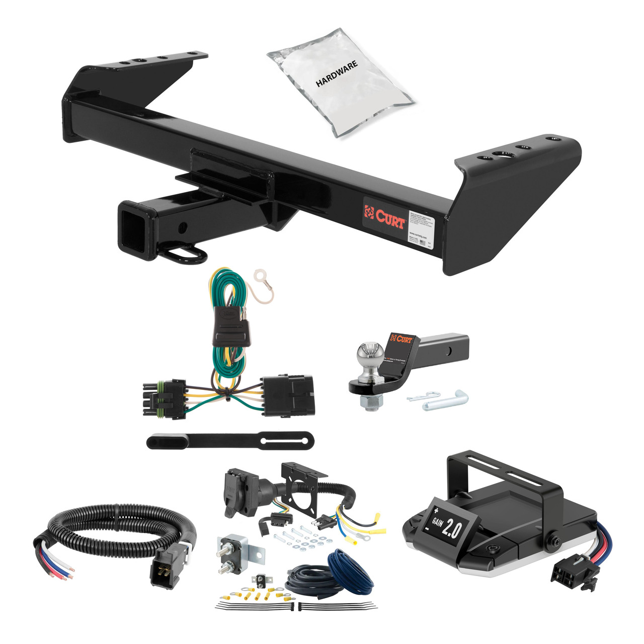 88-00 Chevrolet C3500 With 10" step bumper 2 CURT Trailer Hitch + Assure Proportional Brake Controller Kit HBCW304 thumbnail 0