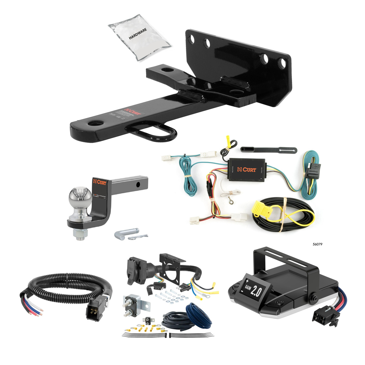 87-91 Toyota Camry FLAT CURT Trailer Hitch + Assure Proportional Brake Controller Kit HBCW2366 thumbnail 0