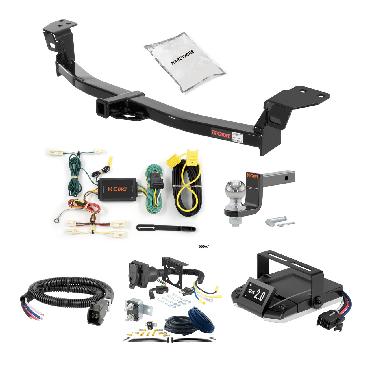 12-17 Toyota Camry 1.25 CURT Trailer Hitch + Assure Proportional Brake Controller Kit HBCW2363 thumbnail 0