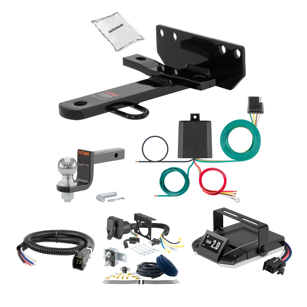 87-91 Toyota Camry FLAT CURT Trailer Hitch + Assure Proportional Brake Controller Kit HBCW2369 thumbnail 0