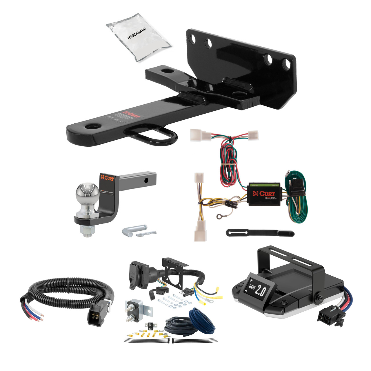 87-91 Toyota Camry FLAT CURT Trailer Hitch + Assure Proportional Brake Controller Kit HBCW2367 thumbnail 0