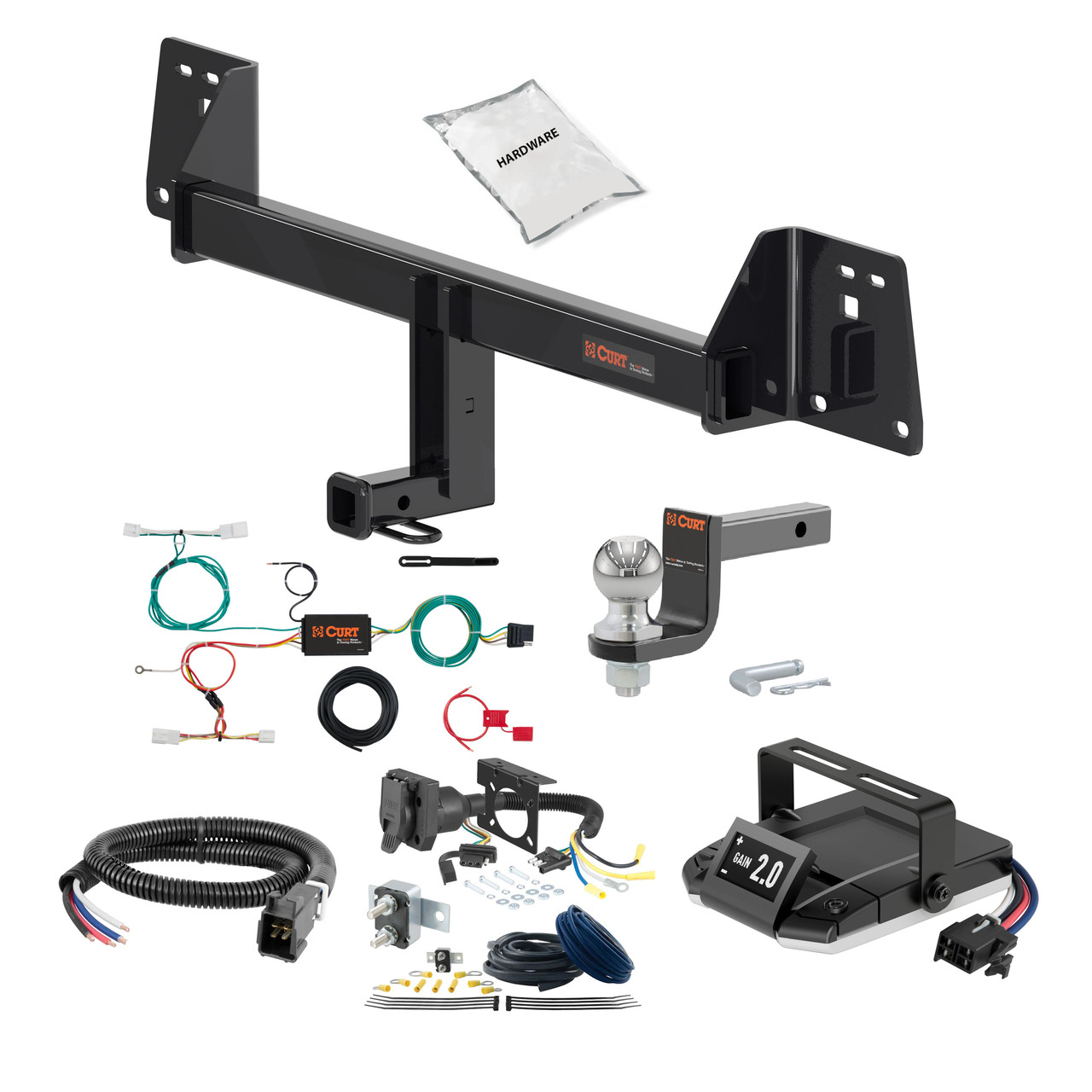 00-05 Toyota Celica Hatchback 1.25 CURT Trailer Hitch + Assure Proportional Brake Controller Kit HBCW2372 thumbnail 0