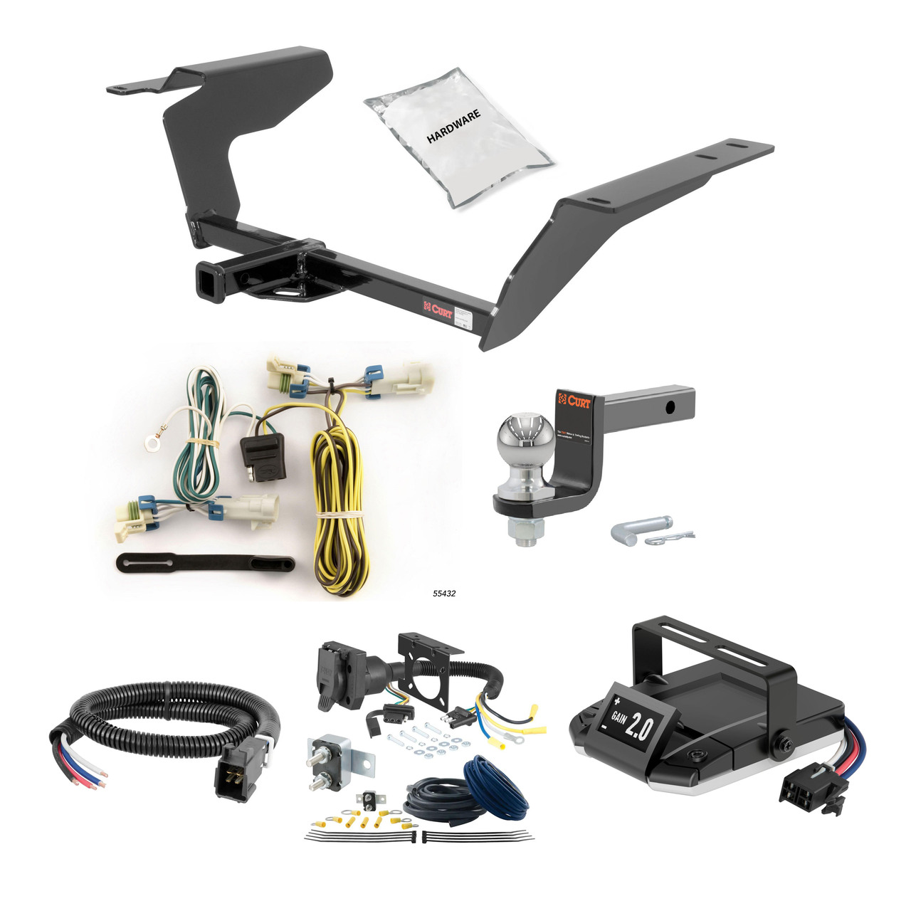 78-96 Chevrolet G-Series Van 2 CURT Trailer Hitch + Assure Proportional Brake Controller Kit HBCW357 thumbnail 0