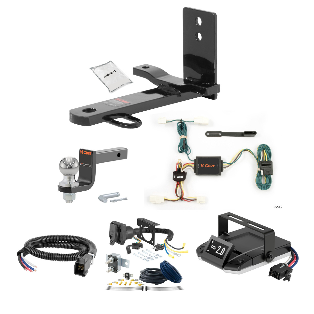 93-02 Toyota Corolla Sedan 1.25 CURT Trailer Hitch + Assure Proportional Brake Controller Kit HBCW2376 thumbnail 0