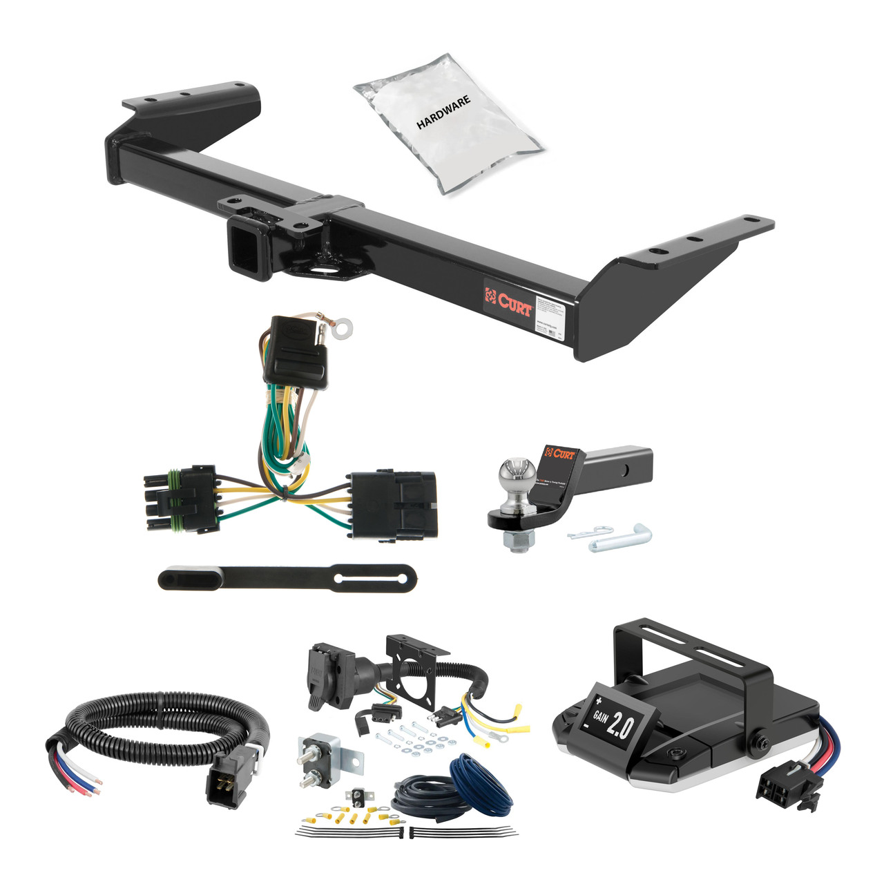 00-02 GMC   New body style, 4.8L or 5.3L 2 CURT Trailer Hitch + Assure Proportional Brake Controller Kit HBCW1309 thumbnail 0