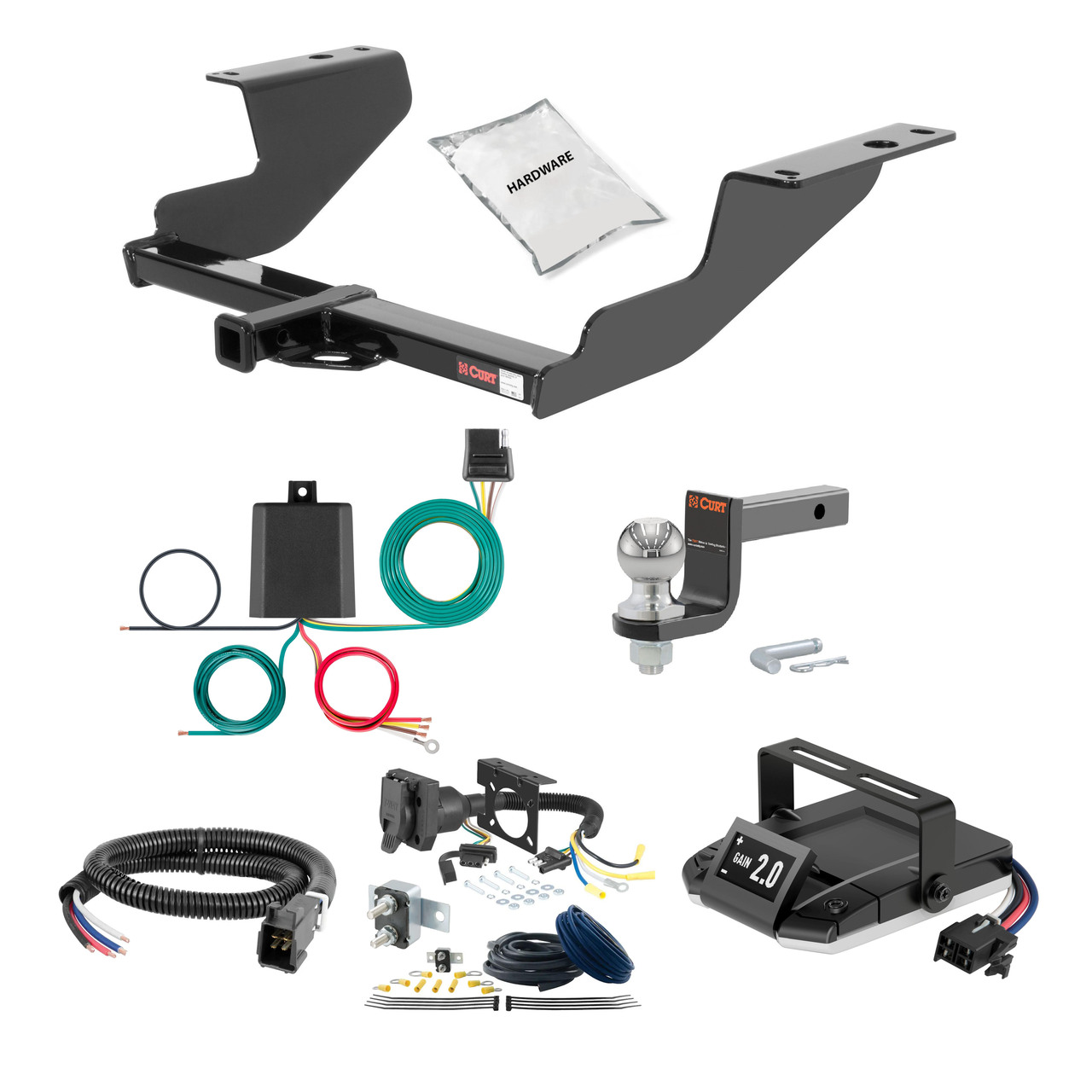 12-14 Subaru Impreza Sedan, WRX and WRX STI 1.25 CURT Trailer Hitch + Assure Proportional Brake Controller Kit HBCW2283 thumbnail 0