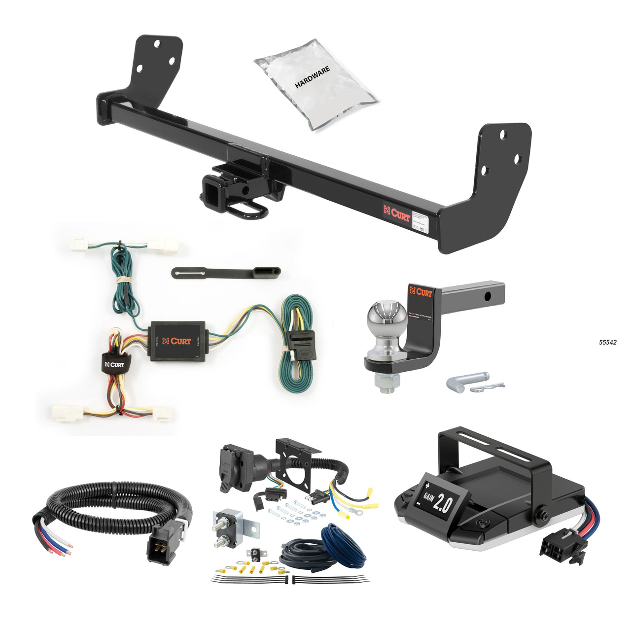 03-19 Toyota Corolla Sedan 1.25 CURT Trailer Hitch + Assure Proportional Brake Controller Kit HBCW2375 thumbnail 0