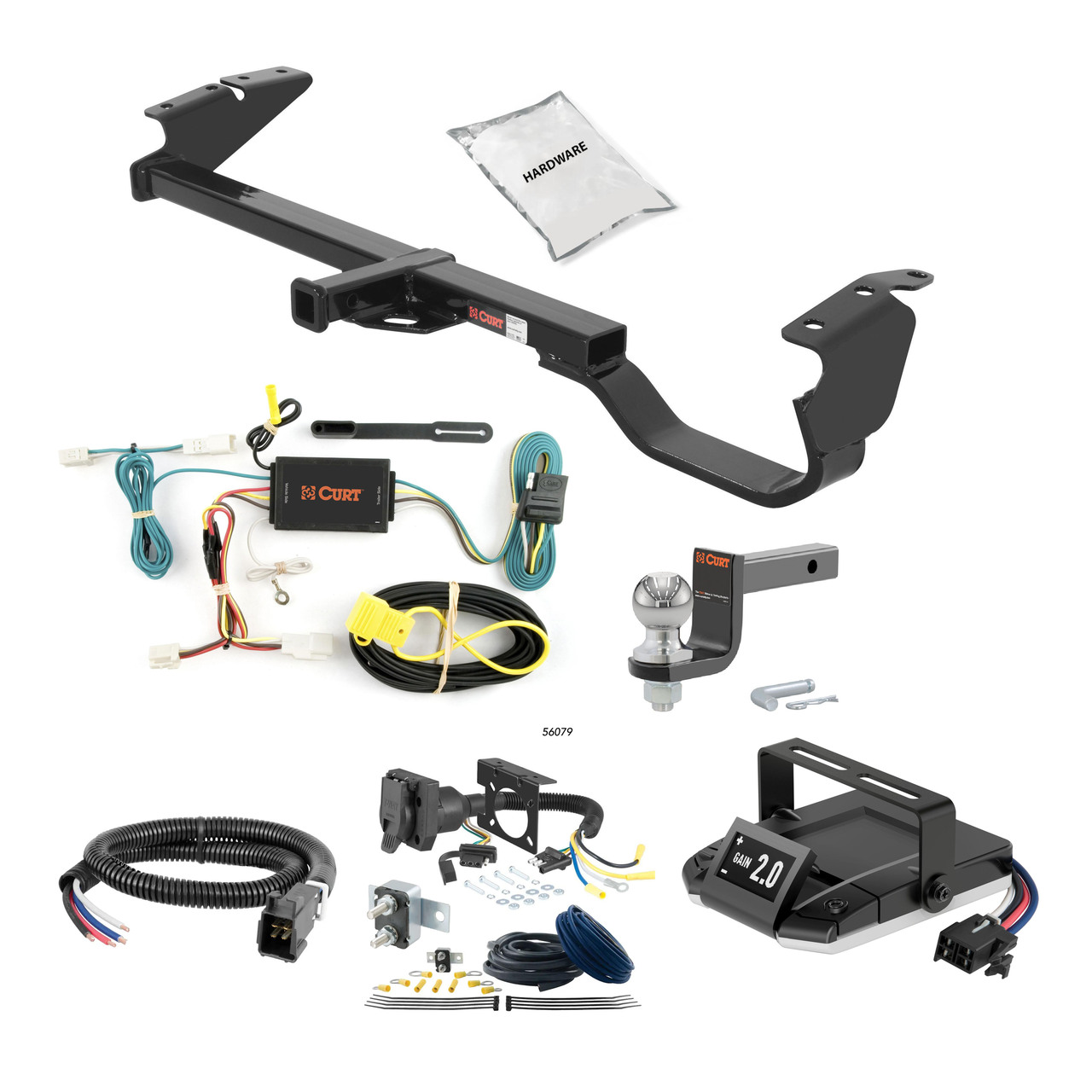 07-11 Toyota Camry Excluding SE 1.25 CURT Trailer Hitch + Assure Proportional Brake Controller Kit HBCW2364 thumbnail 0