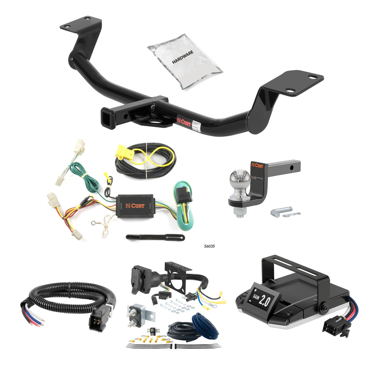 91-97 Toyota Land Cruiser 2 CURT Trailer Hitch + Assure Proportional Brake Controller Kit HBCW2404 thumbnail 0