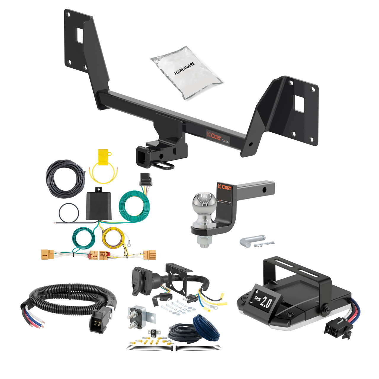 15-19 Volkswagen Golf R 1.25 CURT Trailer Hitch + Assure Proportional Brake Controller Kit HBCW2486 thumbnail 0