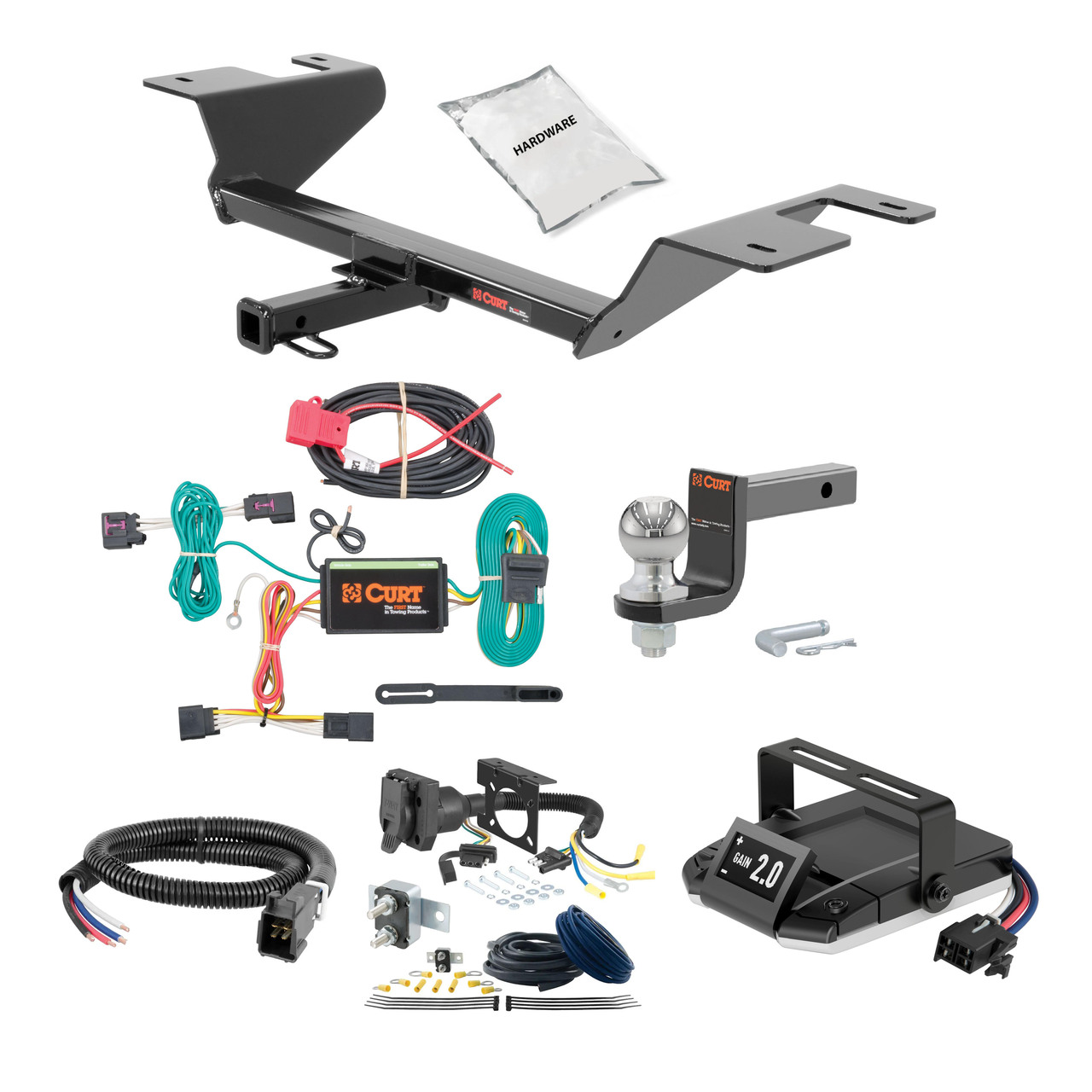 11-15 Chevrolet Cruze Sedan, excluding diesel 1.25 CURT Trailer Hitch + Assure Proportional Brake Controller Kit HBCW335 thumbnail 0