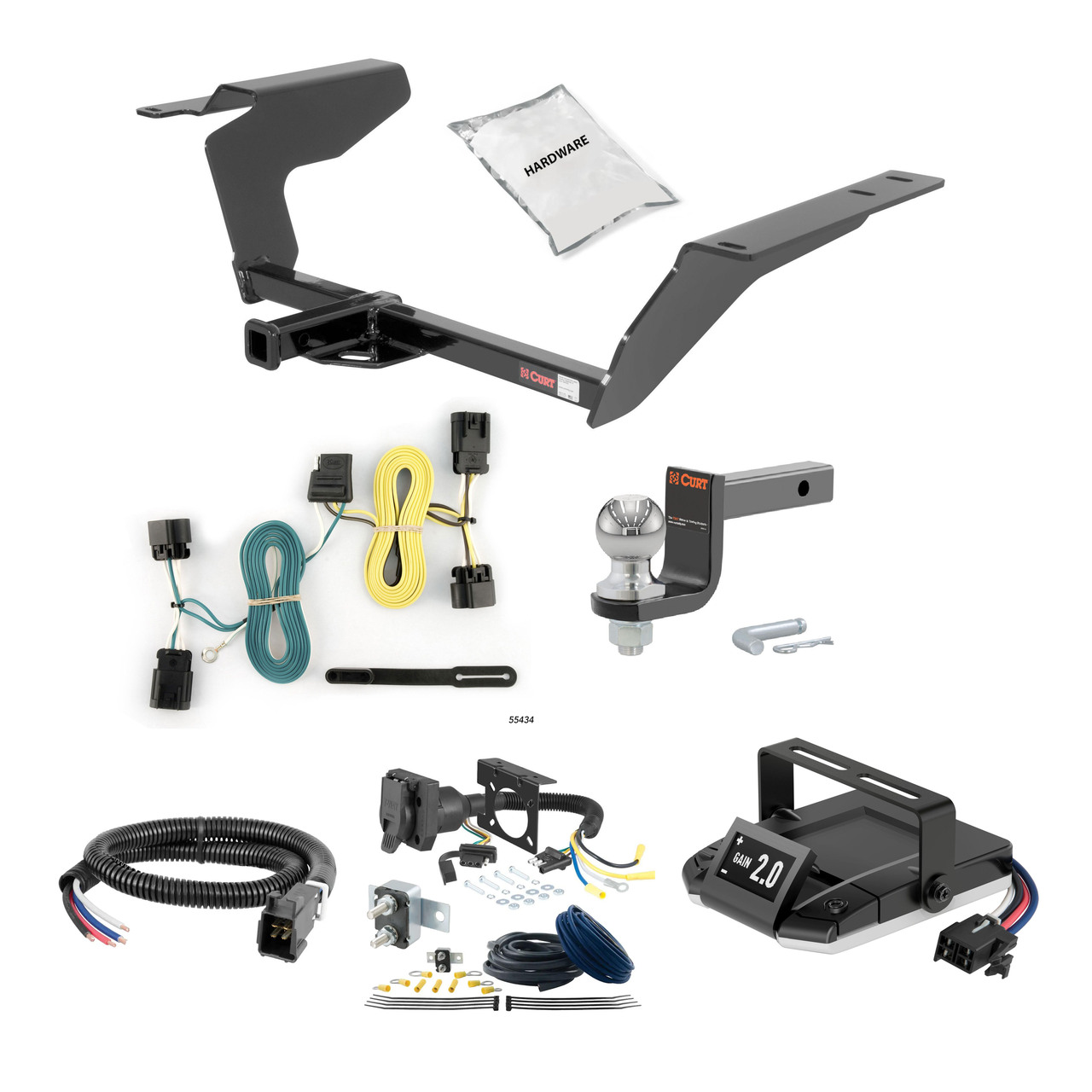 05-10 Chevrolet Cobalt Sedan, excluding SS 1.25 CURT Trailer Hitch + Assure Proportional Brake Controller Kit HBCW322 thumbnail 0