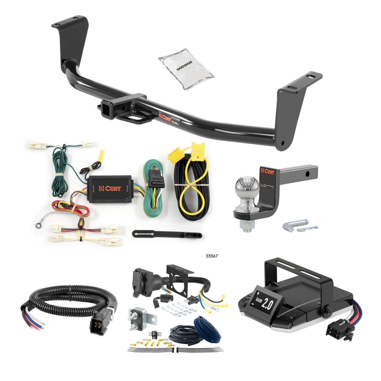 20-24 Toyota Corolla Sedan, excluding AWD 1.25 CURT Trailer Hitch + Assure Proportional Brake Controller Kit HBCW2374 thumbnail 0