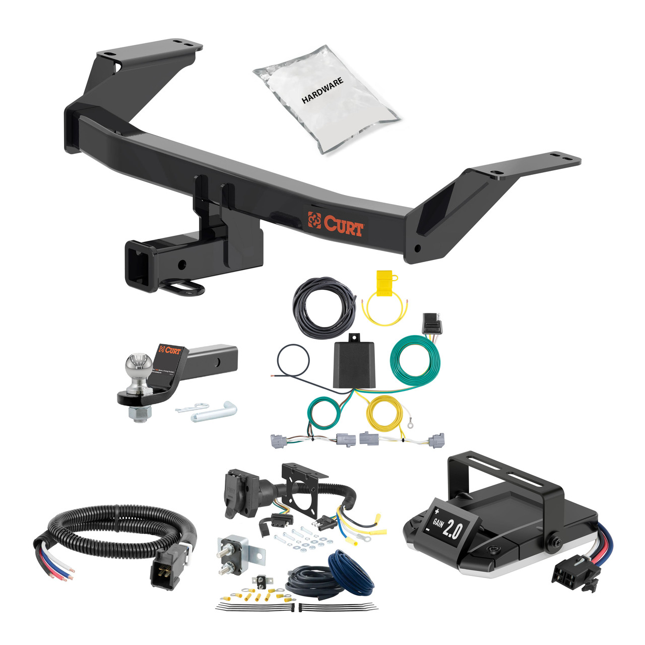 81-84 Toyota Cressida Sedan FLAT CURT Trailer Hitch + Assure Proportional Brake Controller Kit HBCW2384 thumbnail 0