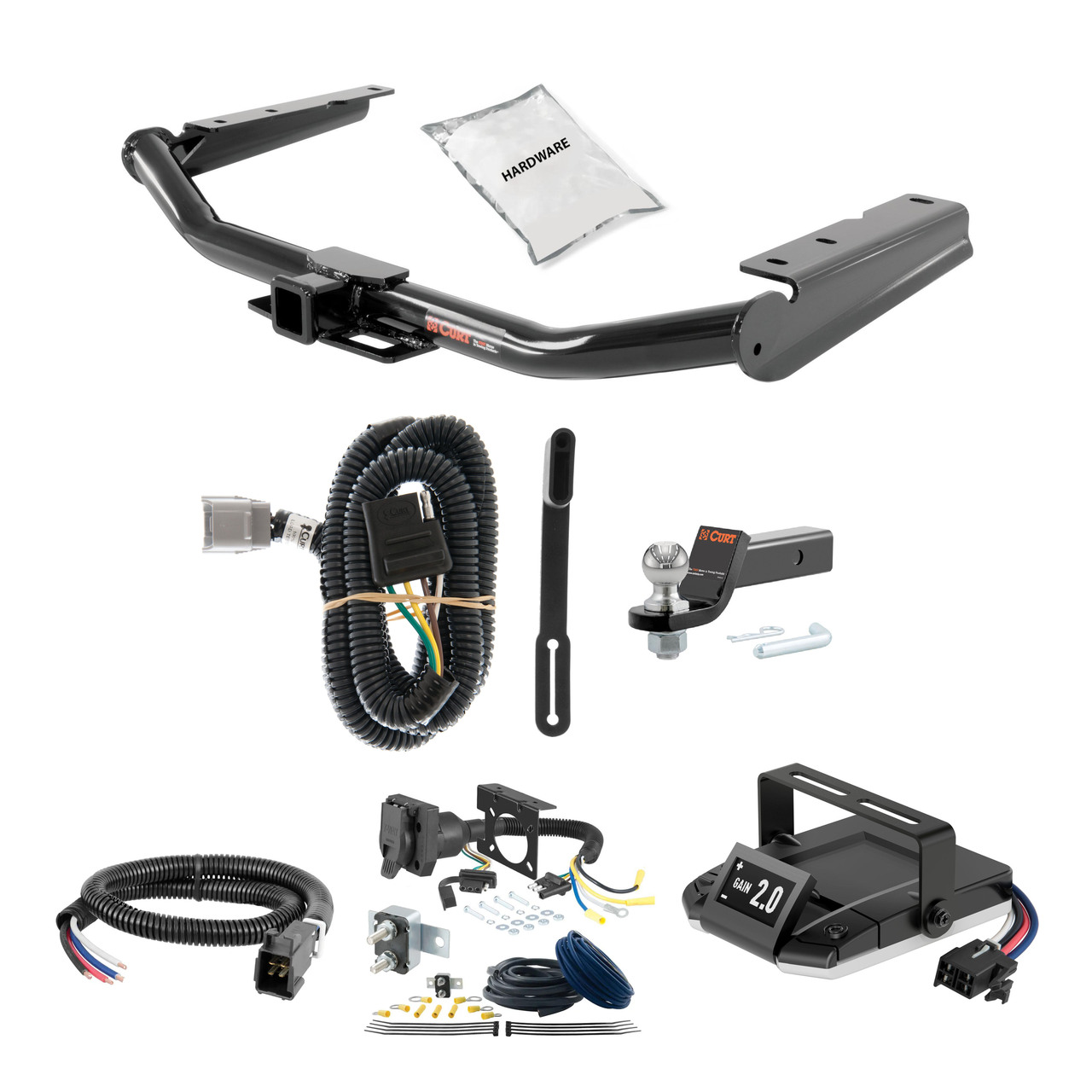 20-24 Toyota Highlander Excluding XSE 2 CURT Trailer Hitch + Assure Proportional Brake Controller Kit HBCW2391 thumbnail 0