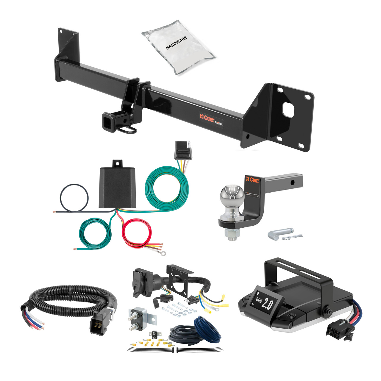 10-14 Volkswagen Golf Wagon (Canada only), excluding diesel 1.25 CURT Trailer Hitch + Assure Proportional Brake Controller Kit HBCW2482 thumbnail 0