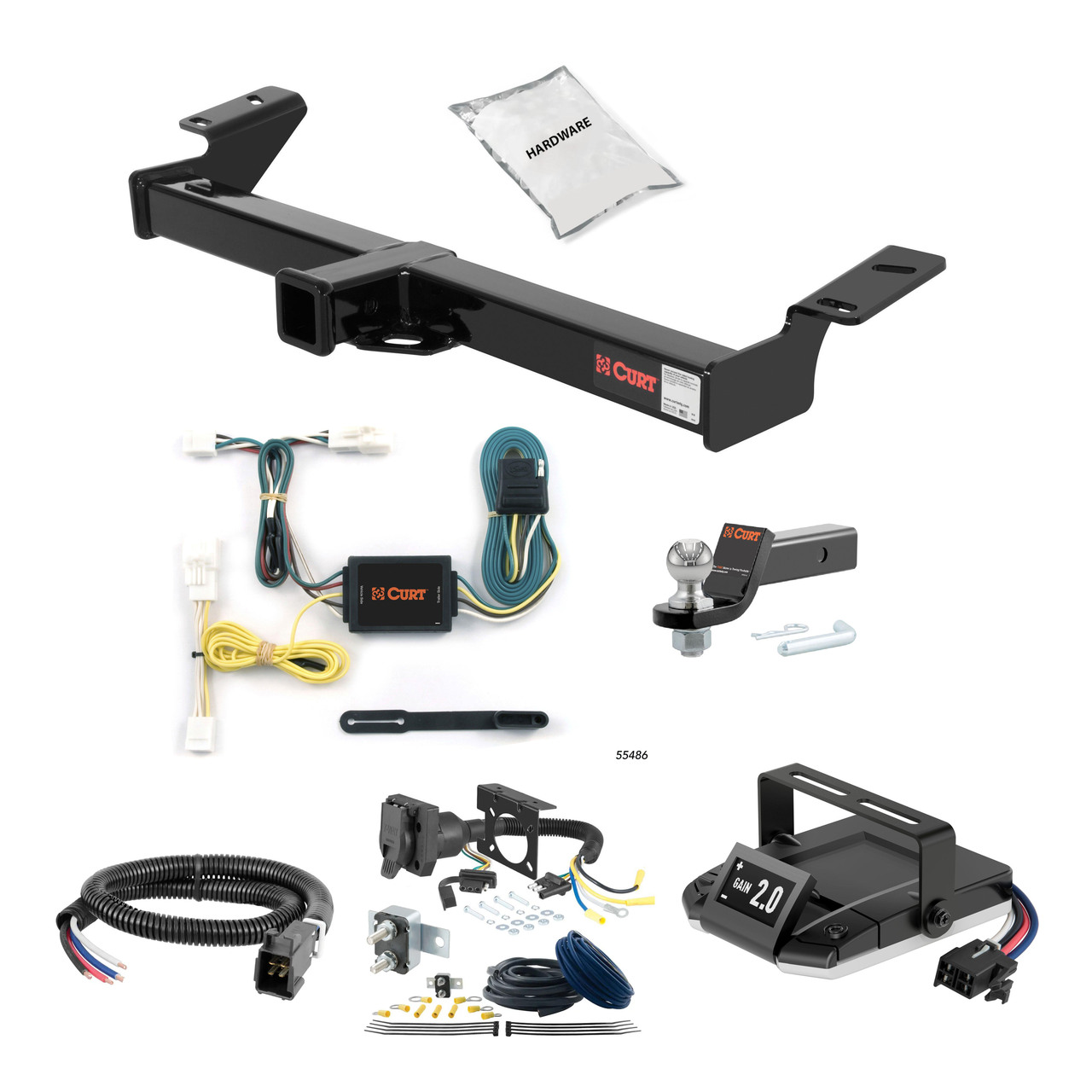 96-05 Toyota RAV4 1.25 CURT Trailer Hitch + Assure Proportional Brake Controller Kit HBCW2427 thumbnail 0