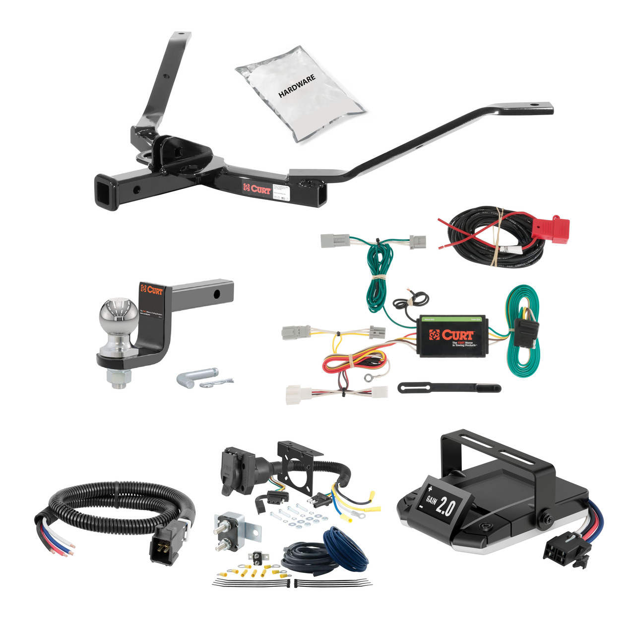 08-10 HONDA Accord Sedan 1.25 CURT Trailer Hitch + Assure Proportional Brake Controller Kit HBCW1325 thumbnail 0