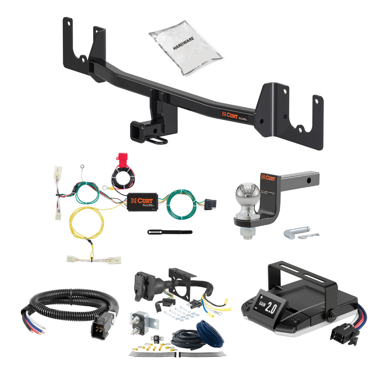 18-19 Toyota Prius C 1.25 CURT Trailer Hitch + Assure Proportional Brake Controller Kit HBCW2418 thumbnail 0