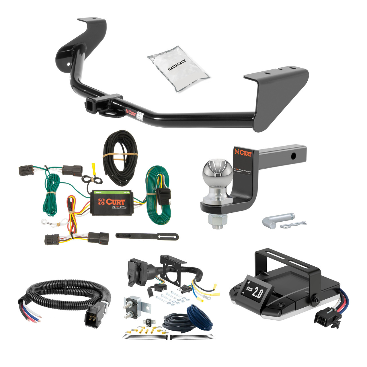 19-21 Hyundai Veloster Excluding Veloster N 1.25 CURT Trailer Hitch + Assure Proportional Brake Controller Kit HBCW1463 thumbnail 0