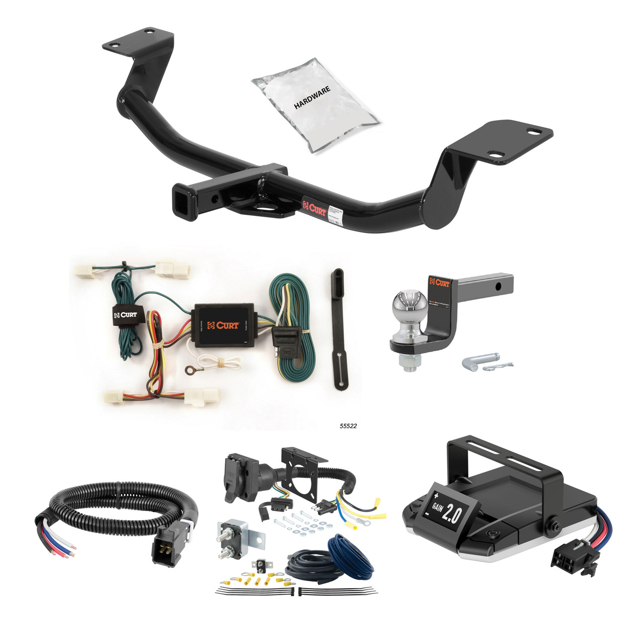 03-08 Toyota Matrix XR and XRS 1.25 CURT Trailer Hitch + Assure Proportional Brake Controller Kit HBCW2407 thumbnail 0